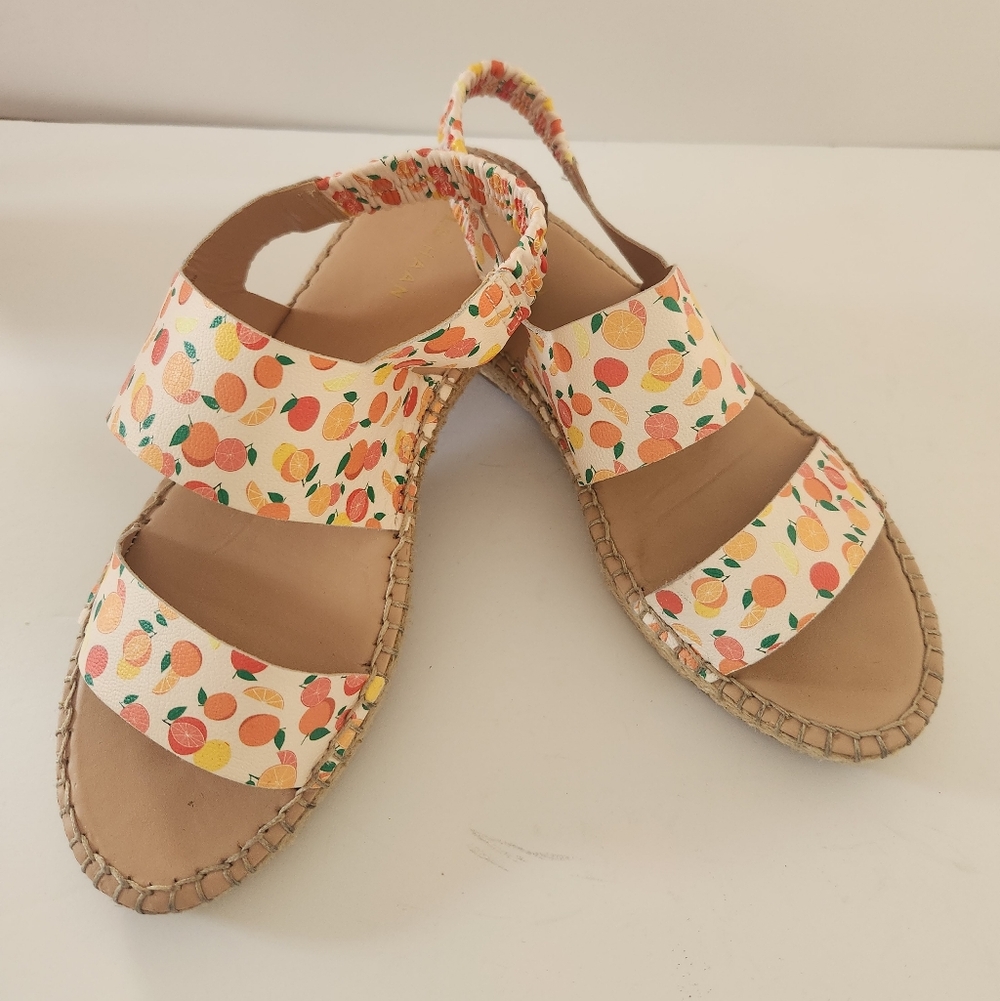 Cole Haan Pinch Maine Citrus Orange Fruit Espadrille Sandals Size 8